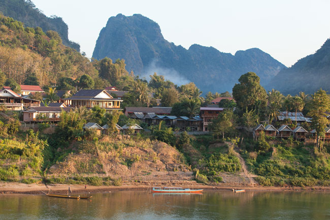 Bungalows on the east bank of Nong Khiaw
